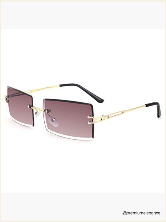 Vintage Rimless Rectangle Sunglasses Frameless Candy Color UV400 Protection main image 6